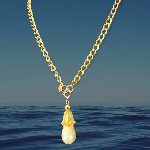 Vintage VTG Sarah Coventry Big Pearl Solitaire Statement Pendant Necklace - Picture 1 of 7